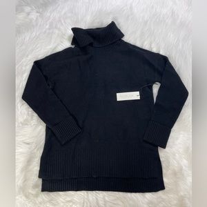 NWT Rachel Zoe 100% 2-Ply Cashmere Turtleneck Cowl Neck Black Sweater size M